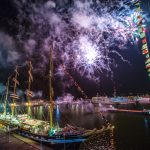 Fireworks over ships in Costanta