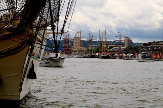 tall ships docked at the liberty tall ships regatta 2019 in rouen