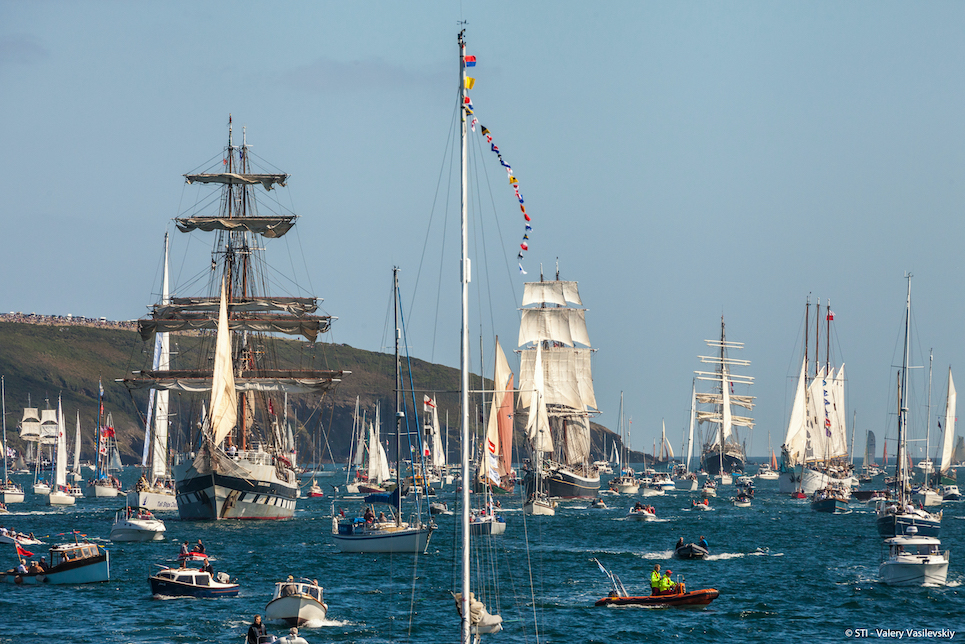 tall ships parade of sail during falmouth to greenwich tall ships regatta 2014