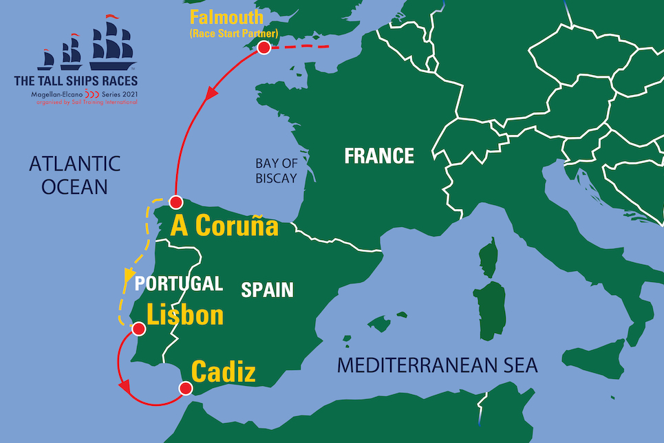 The Tall Ships Races Magellan-Elcano 500 Series 2021 route map